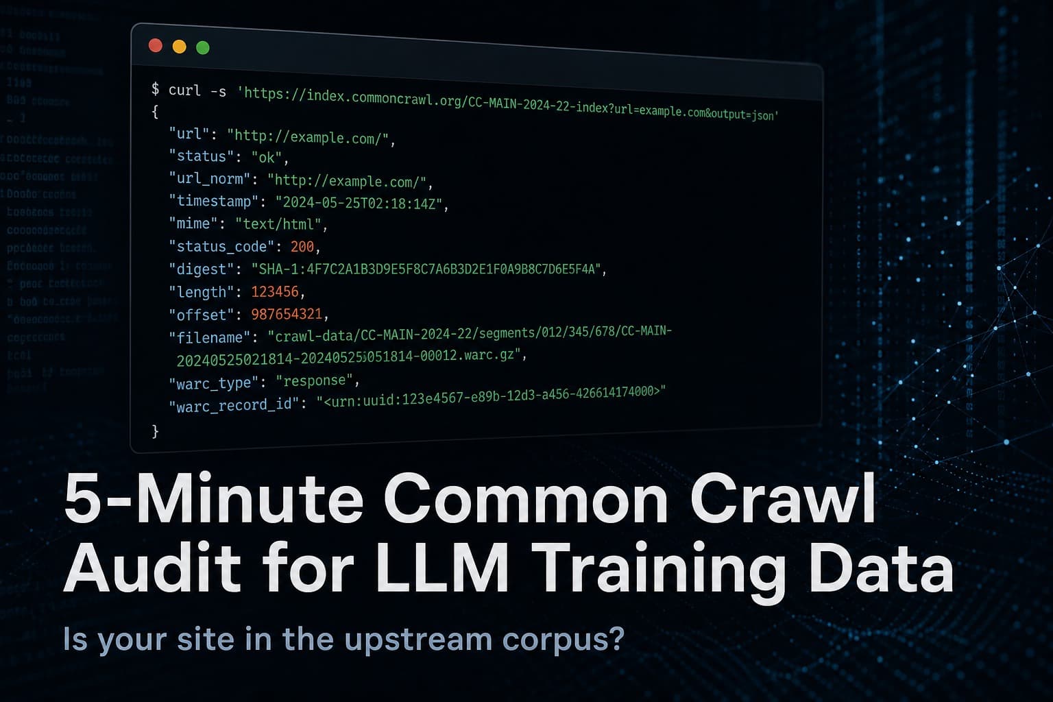 5 分钟自查：你的网站是否在 Common Crawl（LLM 训练数据上游）？