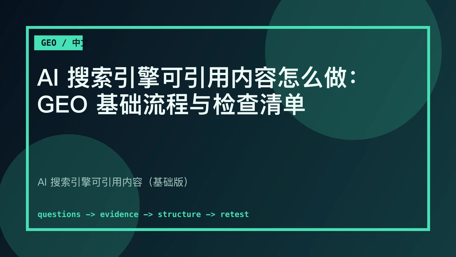AI 搜索引擎可引用内容中文封面图，展示问题、证据、结构和复测指标