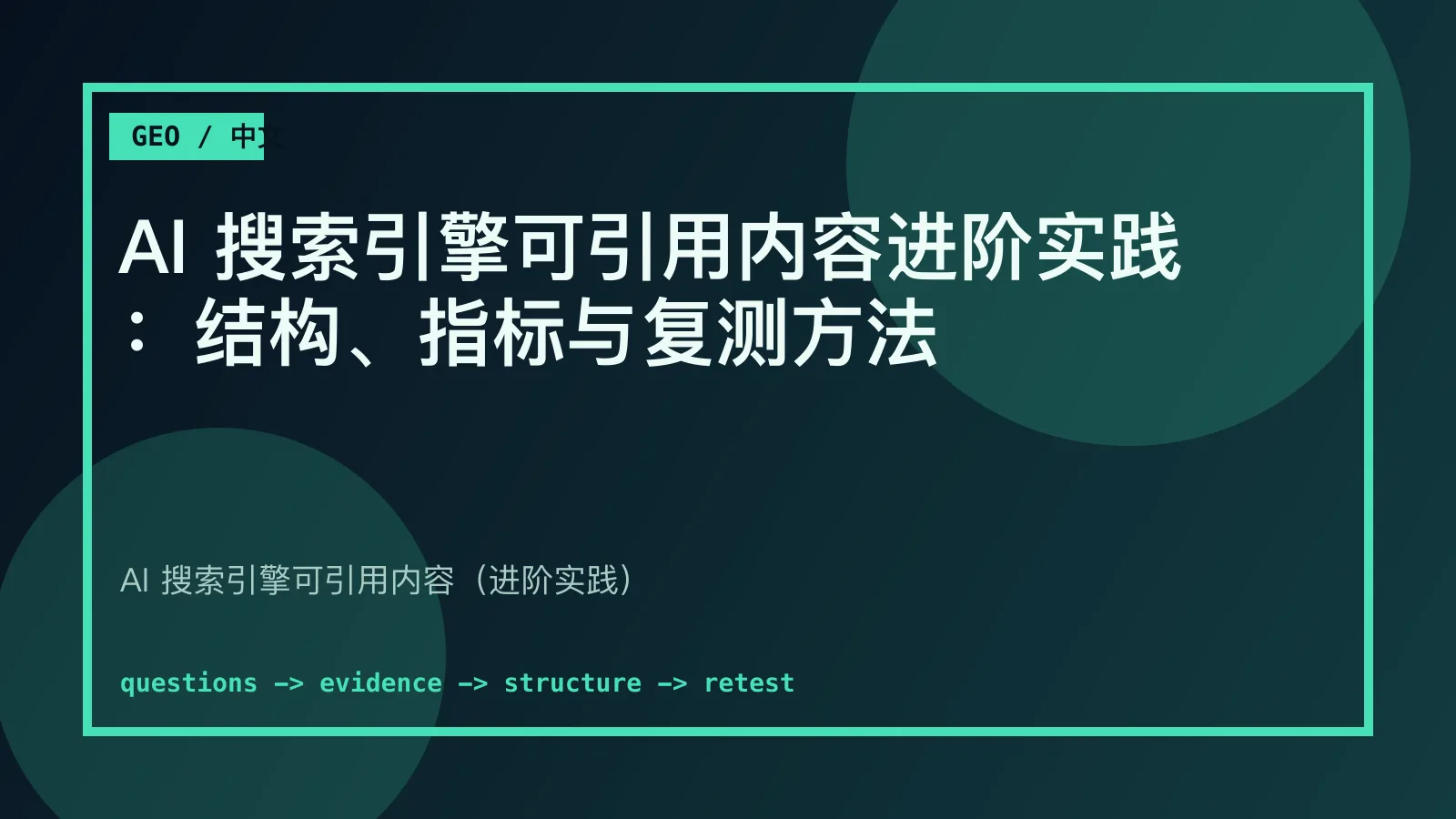 AI 搜索引擎可引用内容中文封面图，展示问题、证据、结构和复测指标