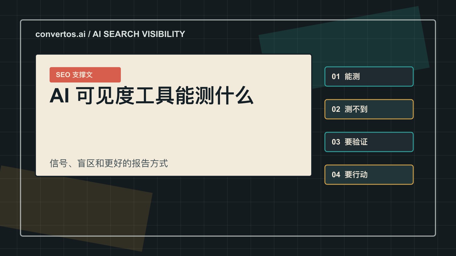 AI 搜索可见度工具能测什么、测不到什么 cover image for Convertos.ai SEO article