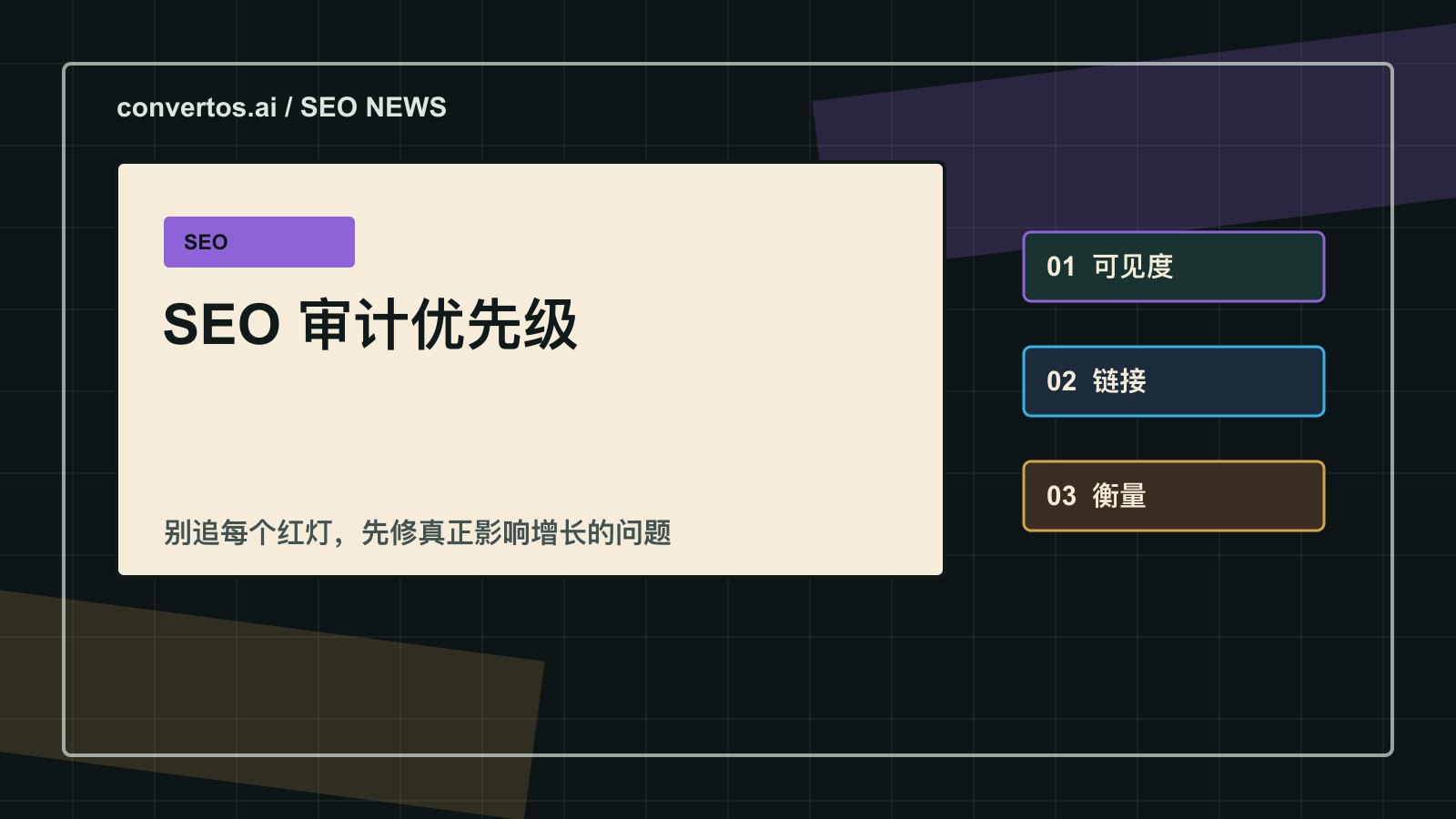 “全部修掉”不是正确 SEO 策略：如何给审计问题排优先级 cover image