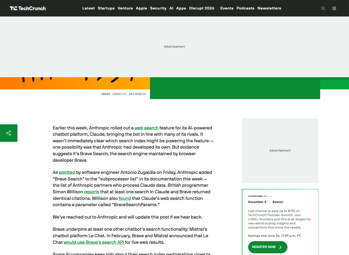 TechCrunch 的报道有价值，是因为它解释了 Brave 线索为什么会从社媒讨论变成一个严肃的 SEO 问题