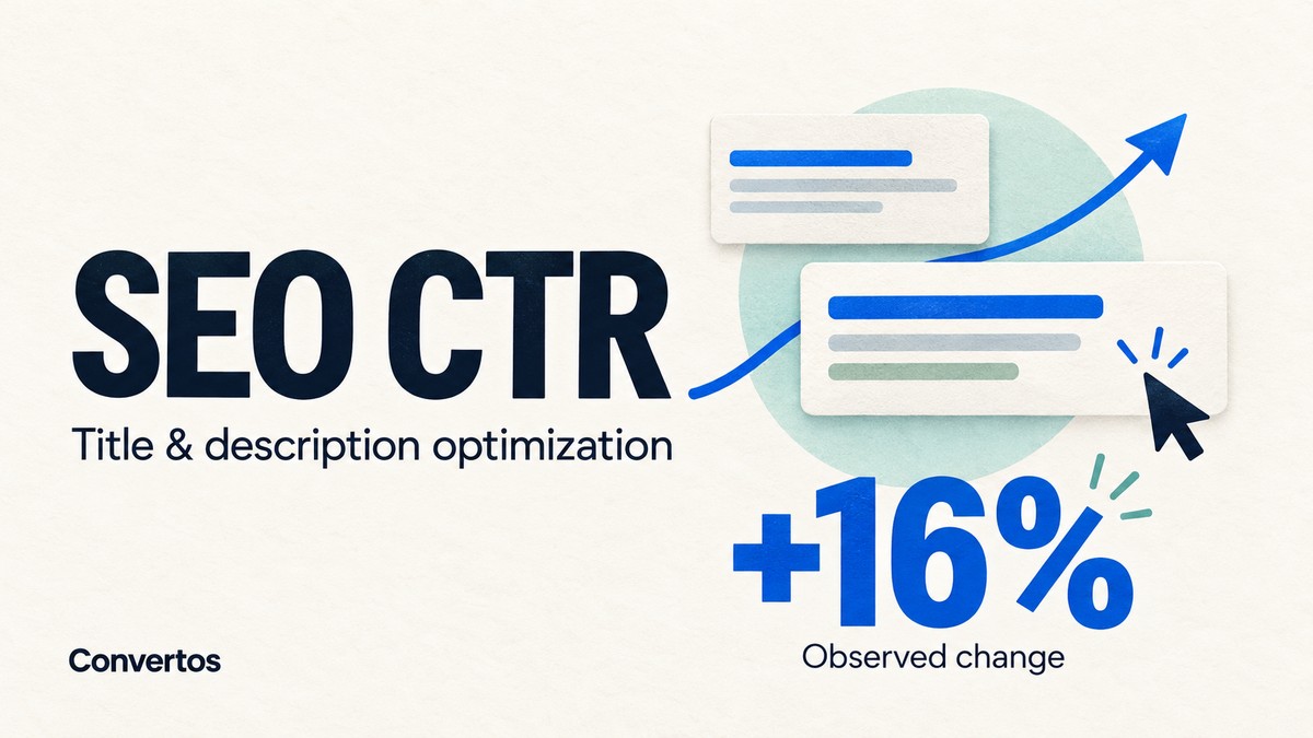 SEO CTR case study cover: title and description optimization and an observed increase of about 16%
