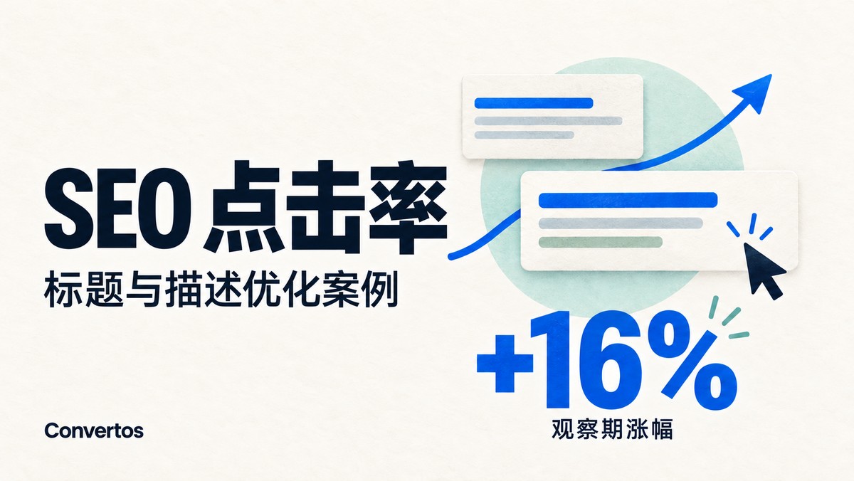 SEO 点击率提升案例封面：标题与描述优化，以及约16%的观察期涨幅